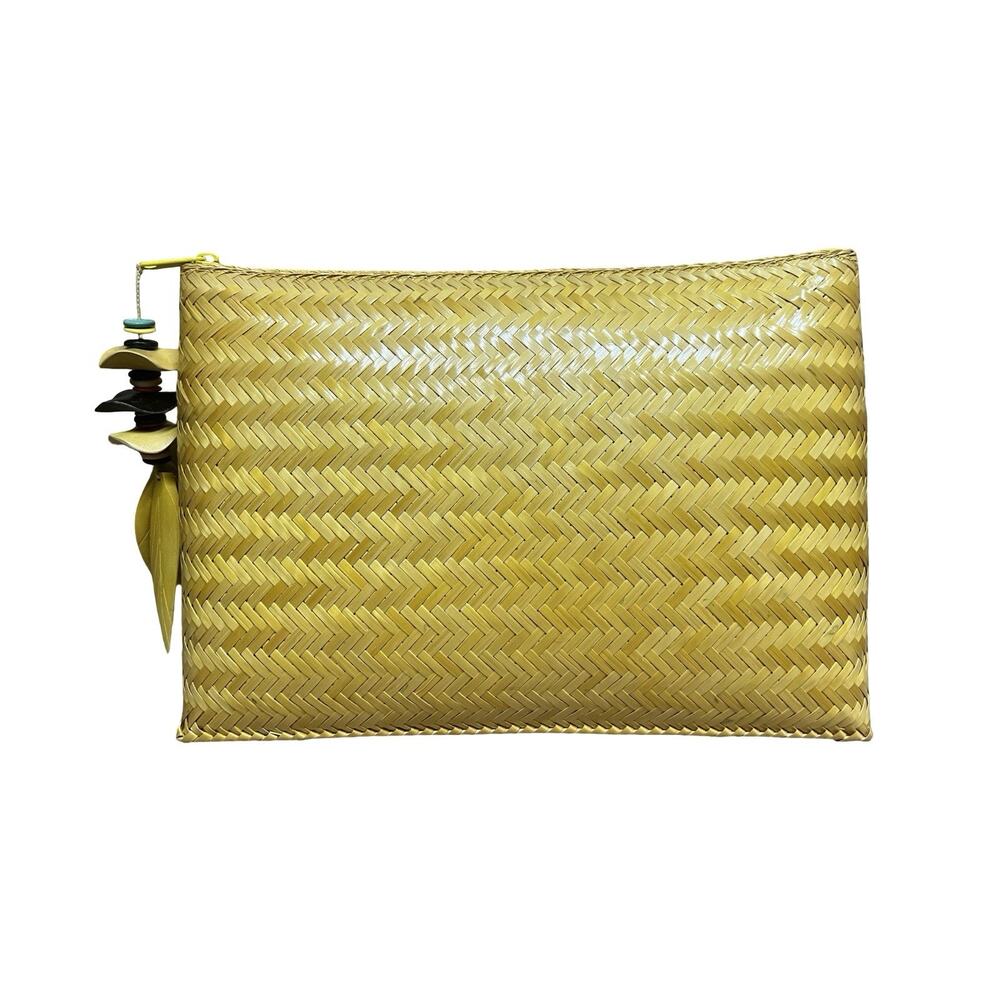 Vtg Exclusively for VALERIE Philippines Sunny Yellow Woven Straw Clutch Purse